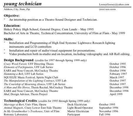 Tech theater resume